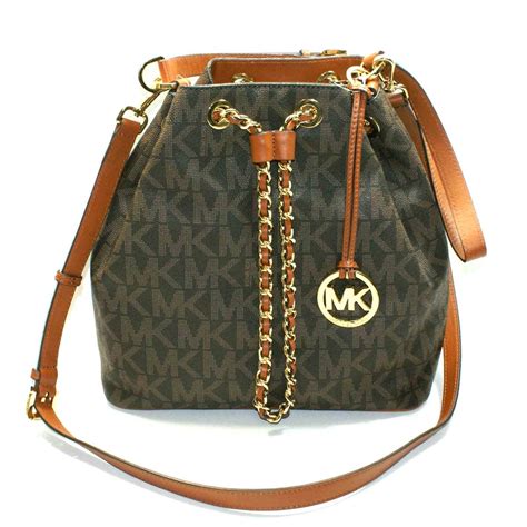 michael kors brown bag with mk qith draw strinf|Drawstring Bags Michael Kors Handbags .